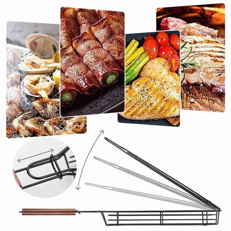 Bbq Körbe Edelstahl Antihaft Grill Grill Gittergewebe Werkzeuge draussen Tragbare Lange Griff Bbq Grillen Utensilien Zubehör