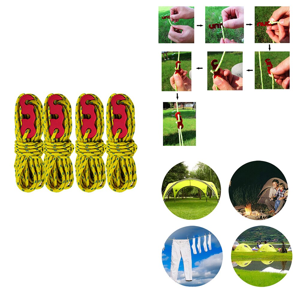 Zelt Schnur Schlüssel 3mm 4x Seile Reflektierende Tragbare Aluminium Erzähler Zelt Kabel Außen Wandern Notwendigkeit einstellen Camping Seile