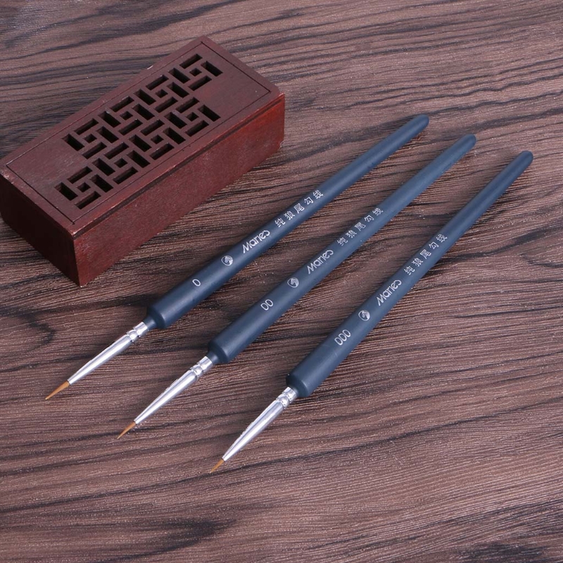 3Stck Miniatur Farbe Detail Pinsel 0/ 00/ 000 Wolf Haar Professionelle Feinen Einzelheiten Für Kunst Liefert Zeichnung Kunst stift Pinsel