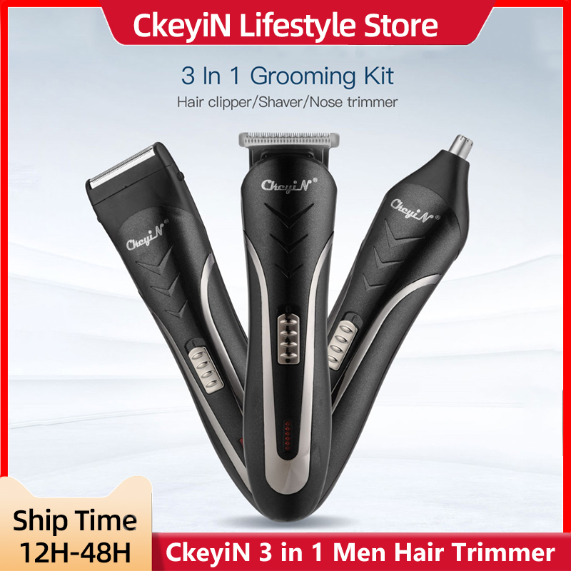 CkeyiN 3 in 1 Wiederaufladbare Männer Haar Haarschneidemaschine Schneiden Wasserdichte Drahtlose Elektrische Rasierer Bart Nase Ohr Rasierer Haar Trimmer Rasierer