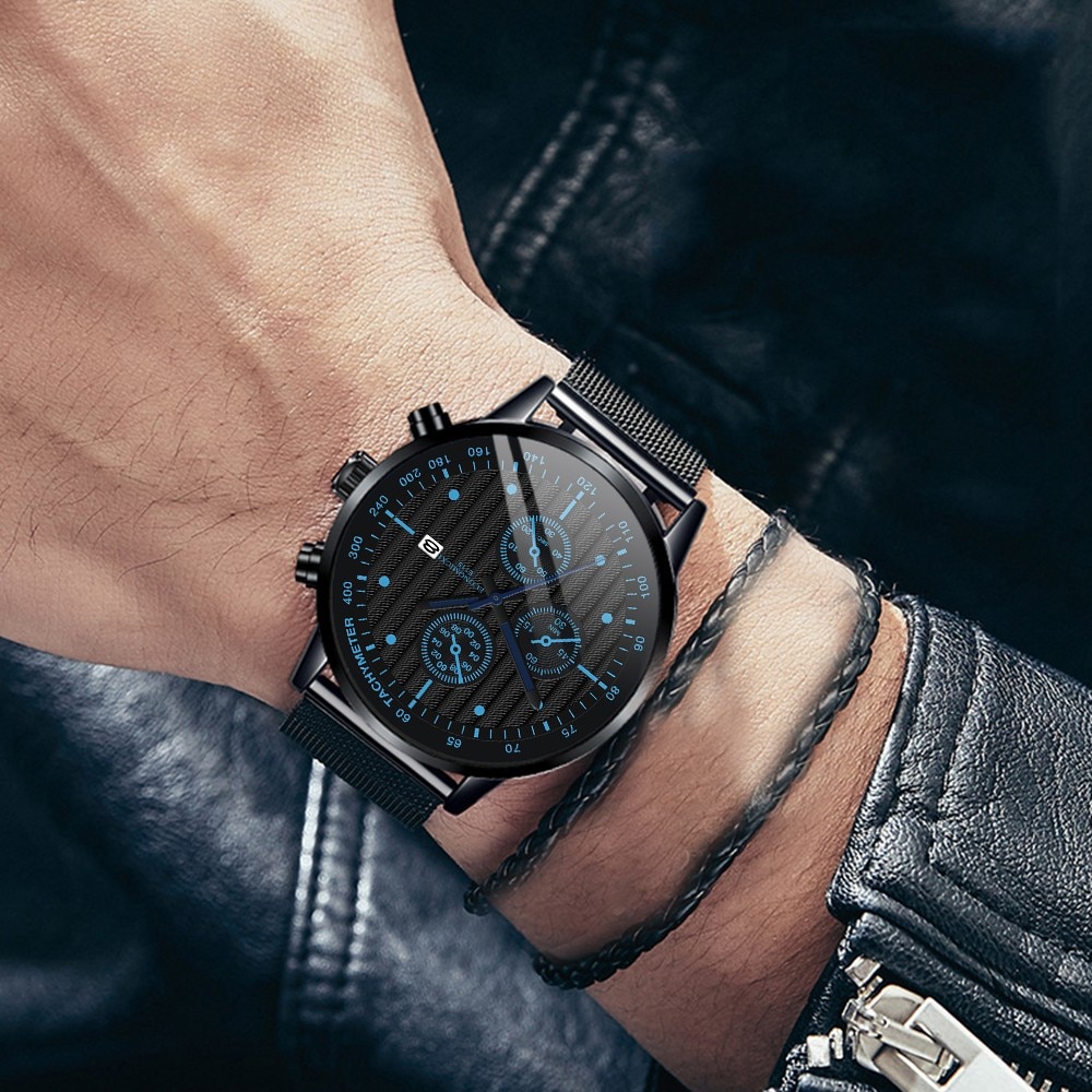 herren Uhr Schwarz Blau Gold Luxus Hohl Leder Straphigh technologie und feine verarbeitung Uhren oben #35