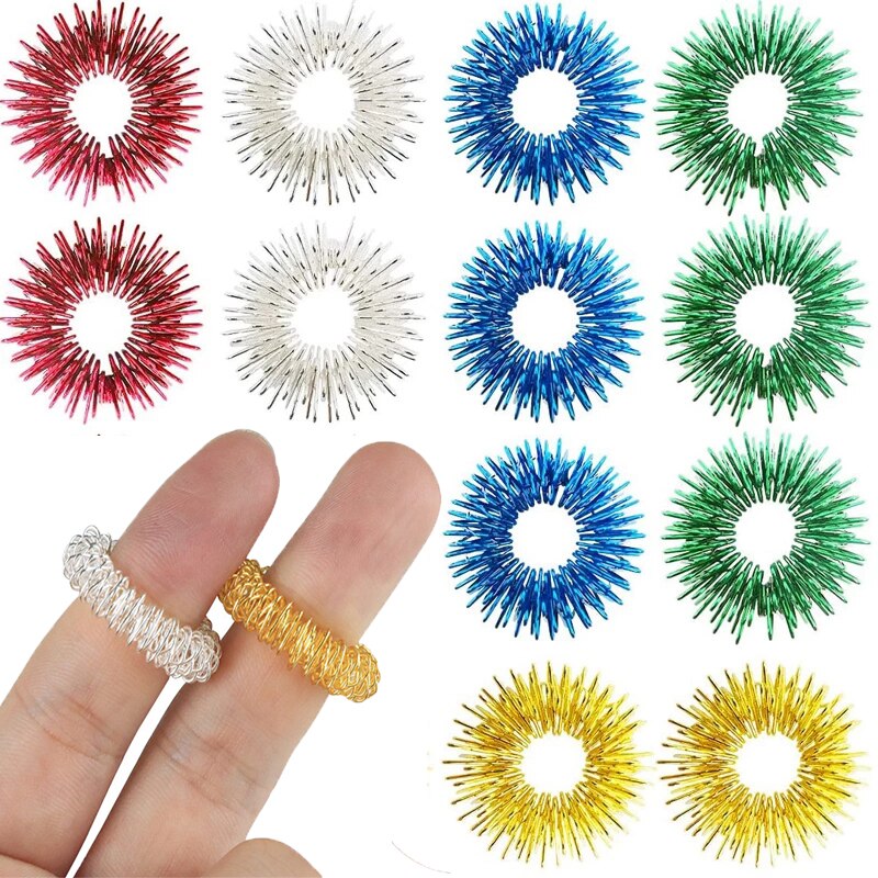 5Stck stachelig Sensorischen Angst Ring für Finger Massage Hand Akupressur-massagegerät Zappeln Ringe Spielzeug betonen Linderung Durchblutung Ringe