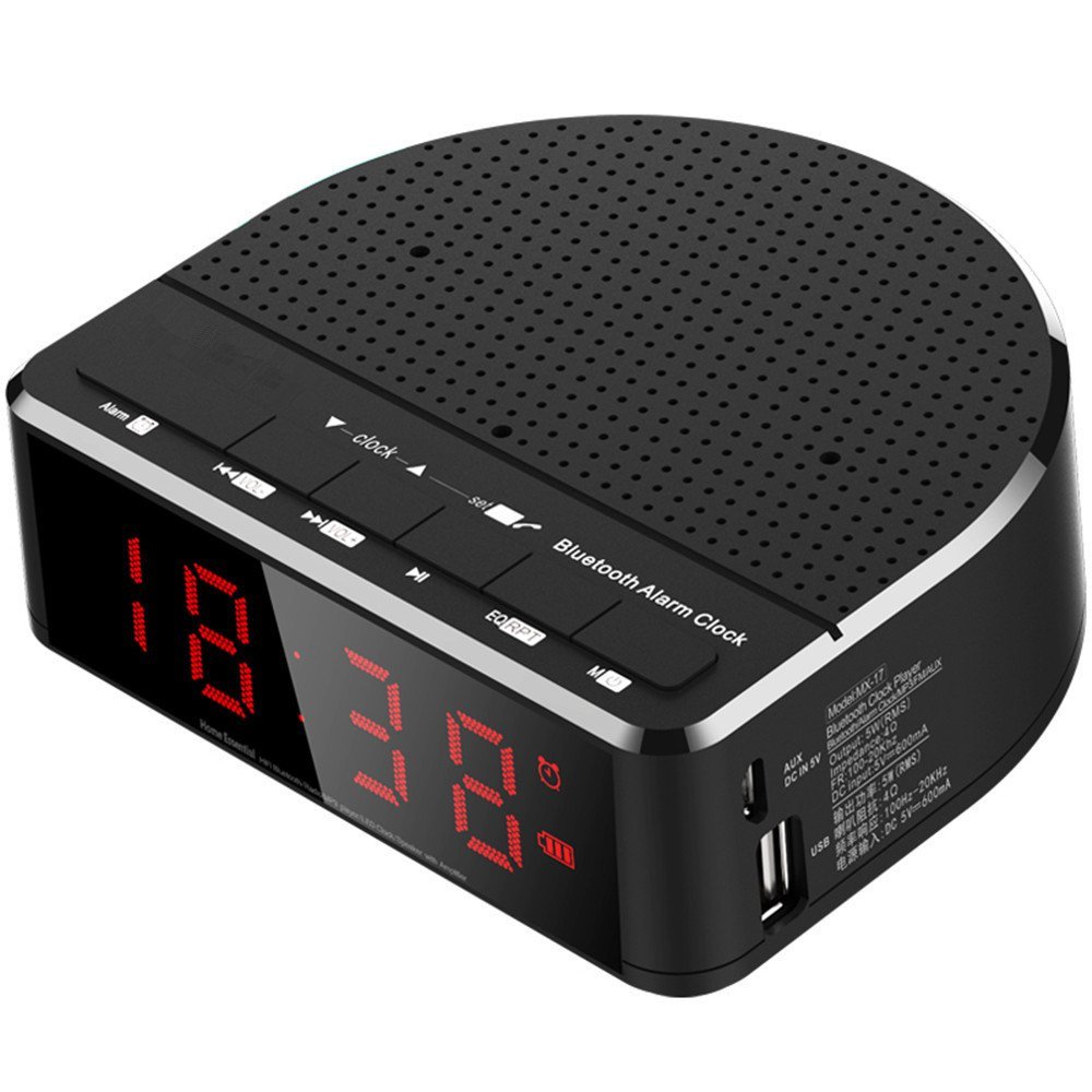 Digital Wecker Radio mit Bluetooth Lautsprecher, rot Stellige Anzeige mit 2 Dimmer, FM Radio, USB Hafen Nacht führte Wecker.