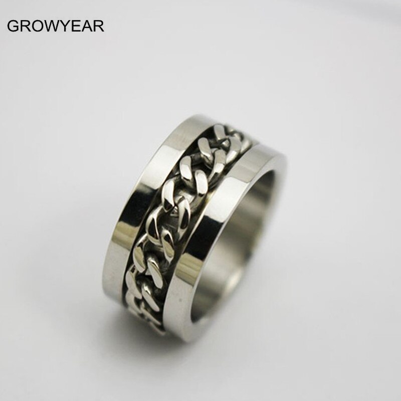 Verknüpfung Kette Inlay 316L Edelstahl Kette Ring Männer Silber farbe lässig Ring Größe 12 11 10 9 8 7 6