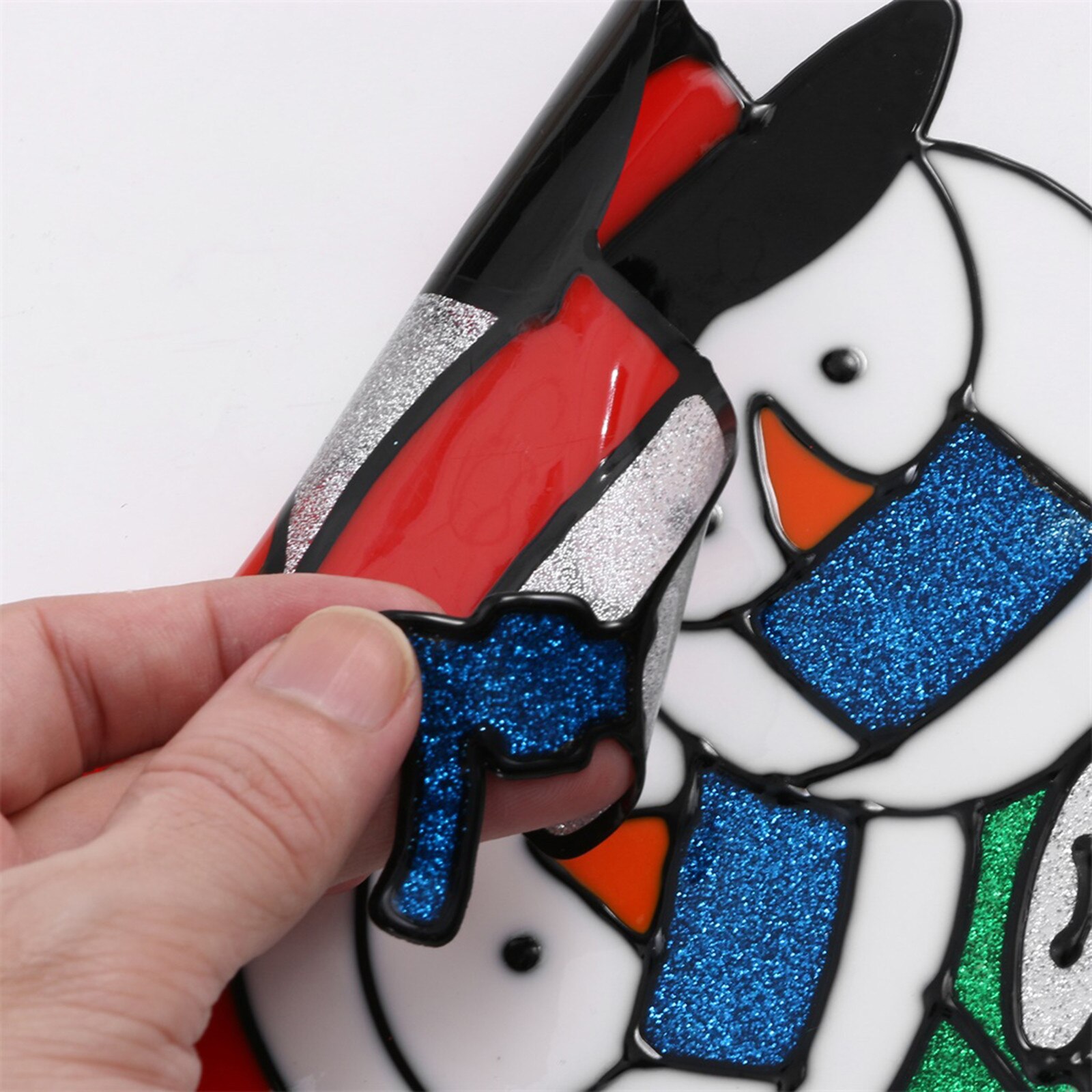 1CP Karikatur SchöNe Schneemann Mit Maske Fenster Dekoration Weihnachten Festival Dekoration Fenster Haften Glueless PVC Zauberstab Aufkleber