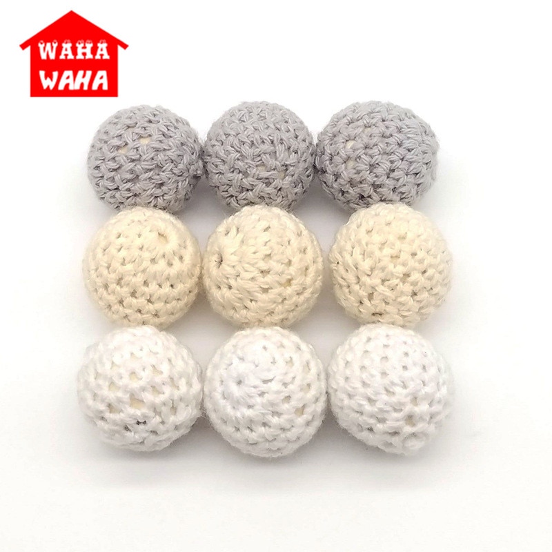 DIY 20 MM 10 PC Holz Häkeln Perle Schmuck BeißRing Zubehör Häkeln Perlen Können Kauen DIY Pflege Armbinde Häkeln Perlen