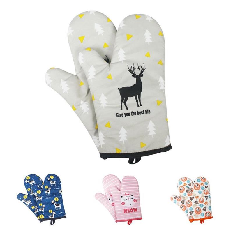 1PC Karikatur Backofen Handschuhe Baumwolle Wärme Beständig Mikrowelle Ofen Handschuh Backen BBQ Topflappen Nicht-Unterhose Backofen Handschuhe Küche kochen Werkzeug