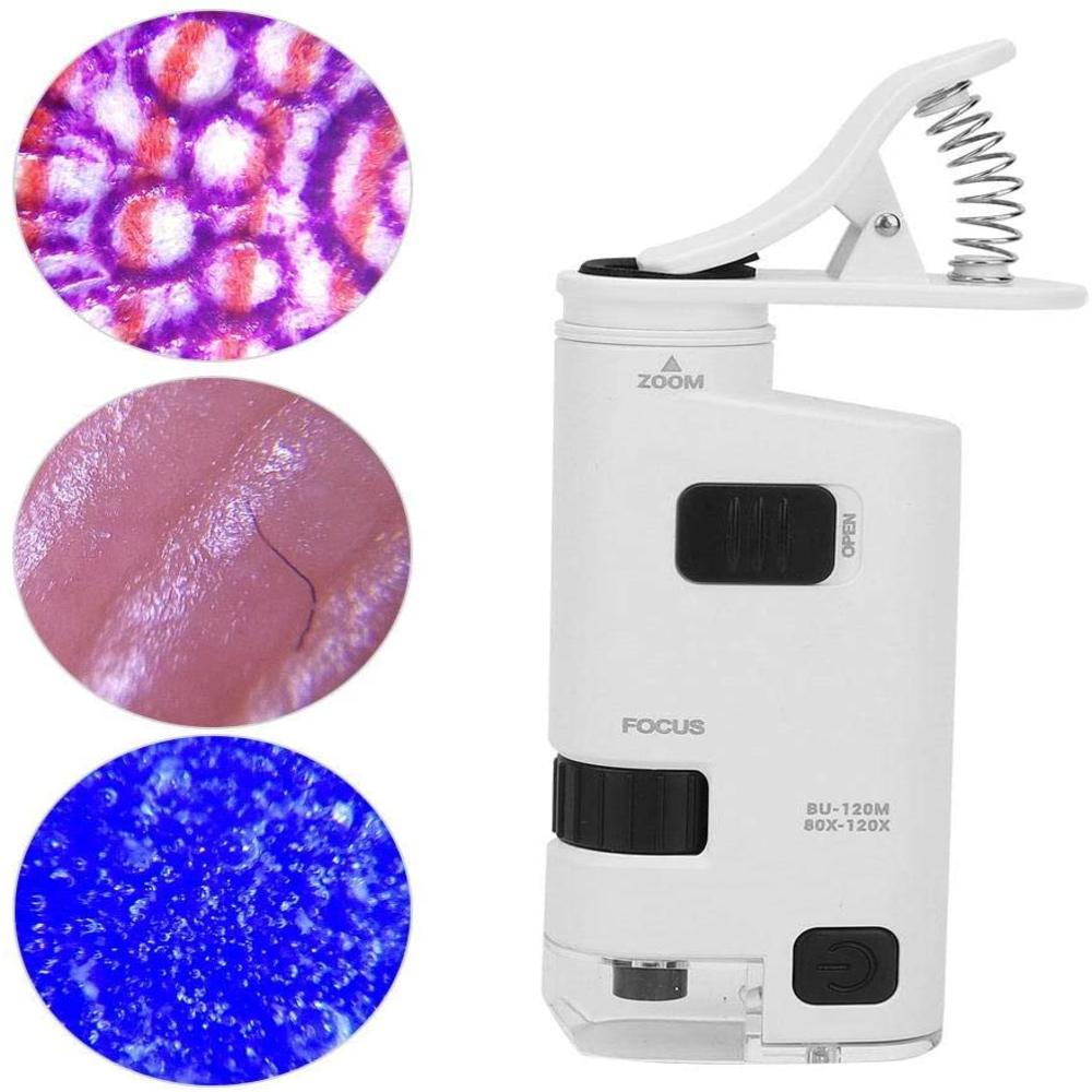 80X 120X Handy, Mobiltelefon Clip Digital Mikroskop Einstellbare Objektiv Zoomen praktisch Clip Camara Mikroskop mit LED Licht Universal-
