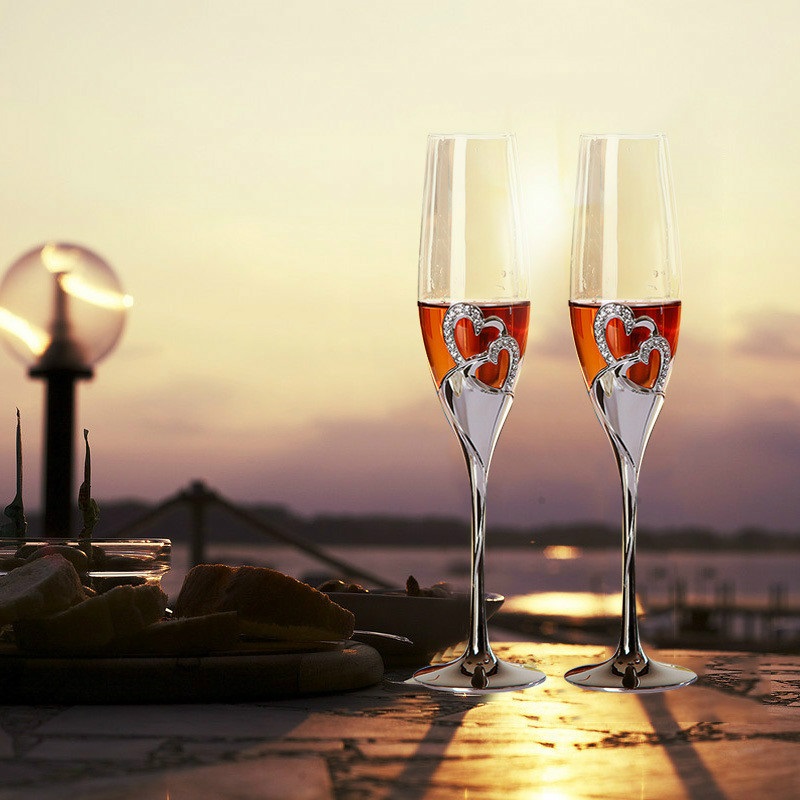 2 stücke 200ml Kristall champagner glas Dekoration haushalts artikel Becher Hochzeit glas wein paar Whiskey glas wein Becher