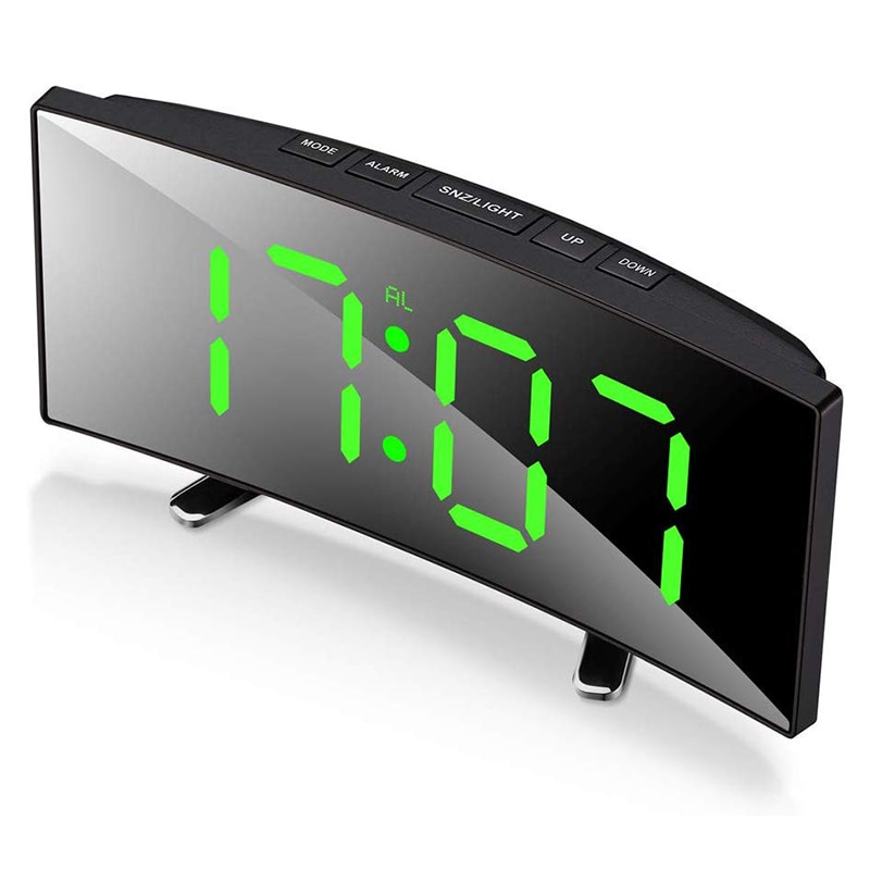 Digitale Wecker, 7 Zoll Gebogene Dimmbare LED-bildschirm Digitale Uhr für freundlicher Schlafzimmer, grün Große Anzahl Uhr, Leichte Sma