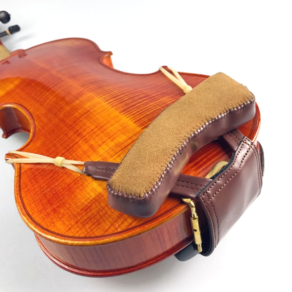 Violine Schulterstütze 1/4 4/4 1/8 SchöNe Leder Ebenholzkinnhalter Pad gepolstert Violine Kinn Schulter Geige Partner Musikinstrumente