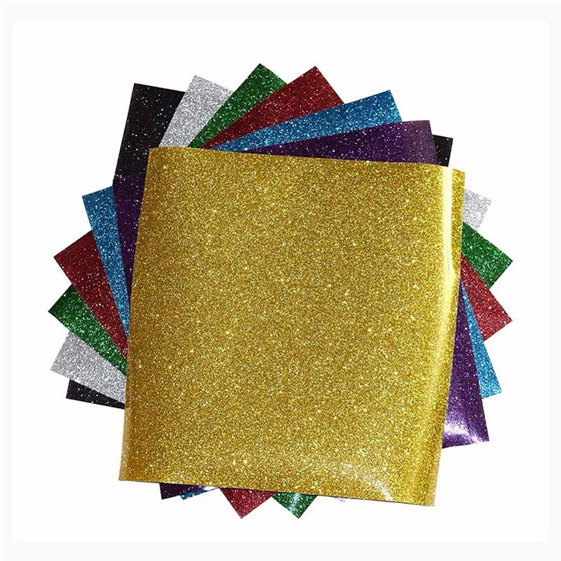 Wärme Transfer funkeln Vinyl T-Shirt Eisen Auf HTV Wärme Drücken Schneiden Plotter Film Vinil Vinilo Wärme Transfer 7 Blätter 10*12 zoll