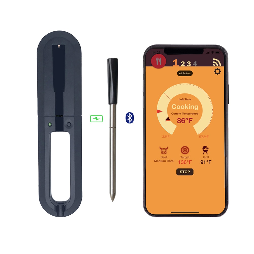 kabellos Clever Lebensmittel Fleisch Steak Thermometer für Backofen Grill BBQ Raucher Rotisserie Clever Digital Bluetooth Grill Geschirr