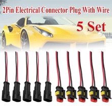 Batterie Endgeräte Auto Wasserdichte Elektrische Verbinder Stecker Mit Draht AWG Marine Schwarz 5x 2Stift Auto Zubehör Ausrügestochen Auto