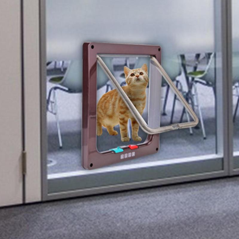 4 Weg Abschließnackt Hund Katze Kätzchen Tür Sicherheit Klappe Tür ABS Kunststoff S/M/L Ebene Kleine Haustier katze Hund Tor Tür Haustier Liefert