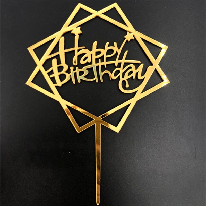 1PC Glücklich Geburtstag Liebe Flagge Kuchen Deckel Acryl knapp Gold Silber Kuchen oben Flagge Dekoration für Geburtstag Party Hochzeit liefert