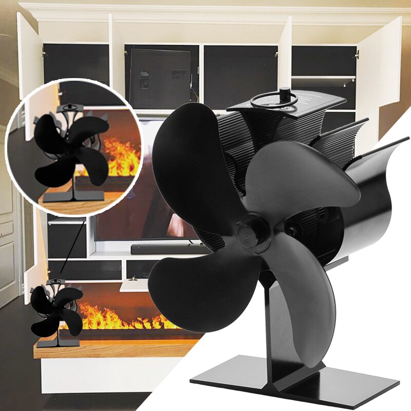 Kamin 4 Klingen Aluminium Legierung Wärme Versorgt Hängen Herde Fan Protokoll Holz Brenner Hause Kamin Fan Effiziente Wärme Verteilung