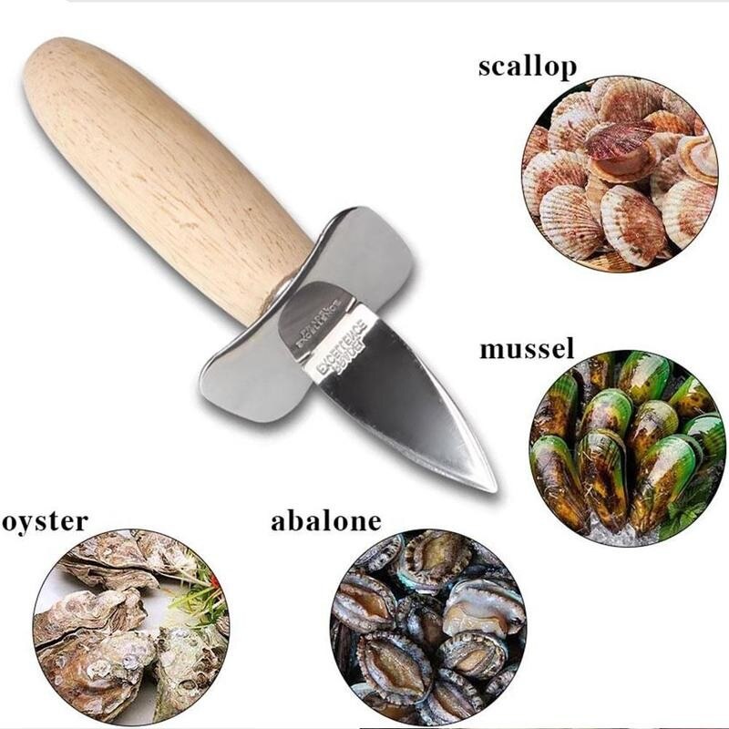 1 stücke Stahl Meeresfrüchte Jakobsmuschel Hebeln Messer Mit Holzgriff Auster Messer Scharf-kantig Shucker Hülse Meeresfrüchte Öffner