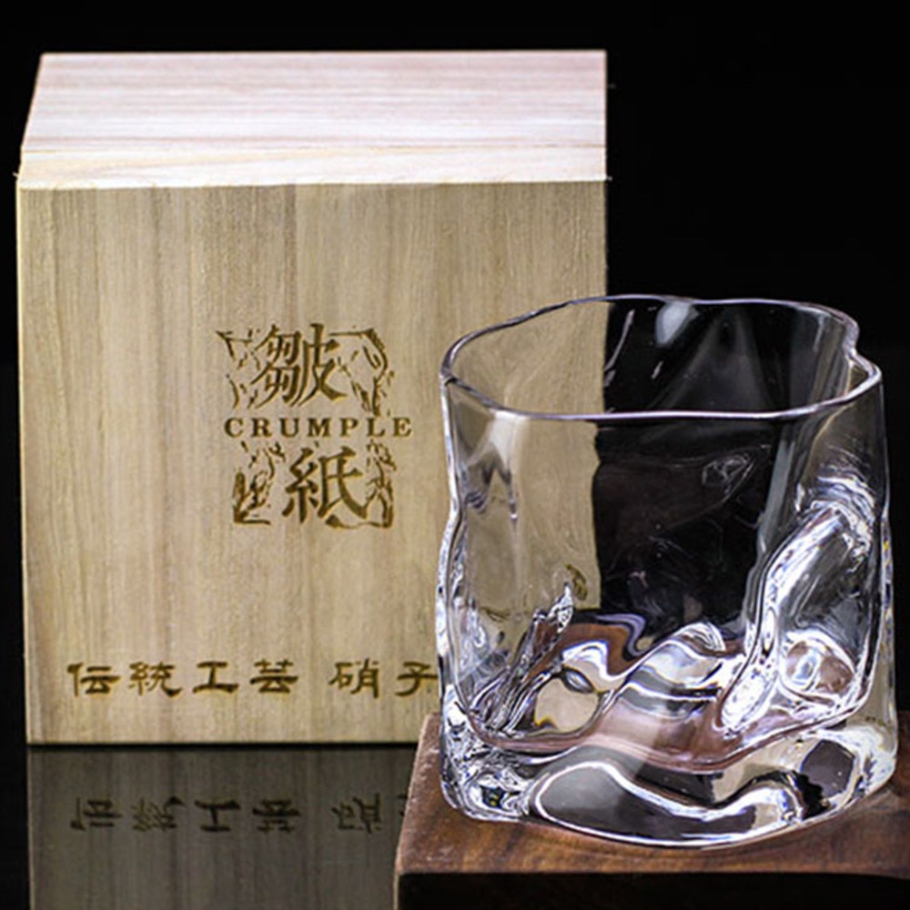 Chamvin Edo schneiden Tasse Japanischen Whiskey Glas Wein Cocktail Gläser Zerknittern Papier Bar Felsen Tasse Mit Holz Kasten schuss gläser einstellen