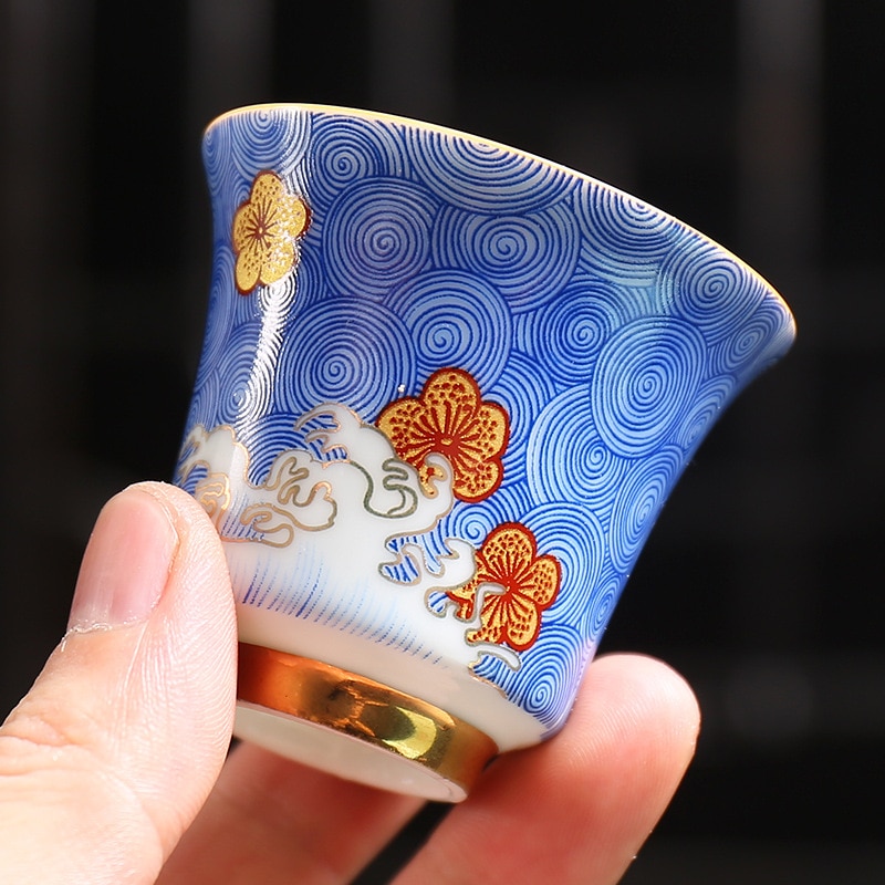 Porzellan Emaille Tee Tasse Haushalts Tee-einstellen Tee Tasse Manuelle Weiß Jade Tee Tasse Einzigen Tasse Meister Tasse