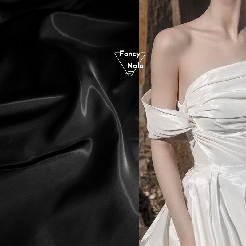 Glänzend Weiß/Schwarz Glatte Hülse Stoff Hohe Klasse Frühling Herbst Winter Mantel Windbreaker Graben Mantel stoff CG039