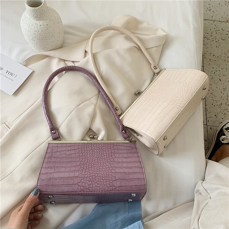 Weibliche Umhängetaschen Für Frauen Einfarbig Krokodil aufbringen Handtaschen Pu Leder retro Damen Schulter Taschen