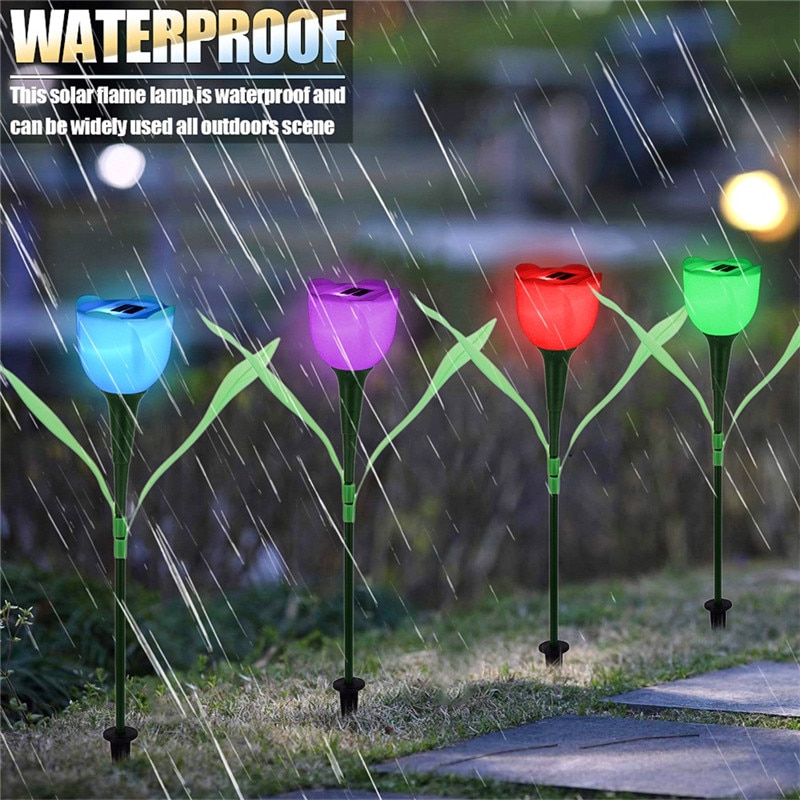 Außen Garten LED Solar- angetrieben Licht Landschaft Hause Wasserdichte Tulpe Nacht Blume Garten Rasen Lampe