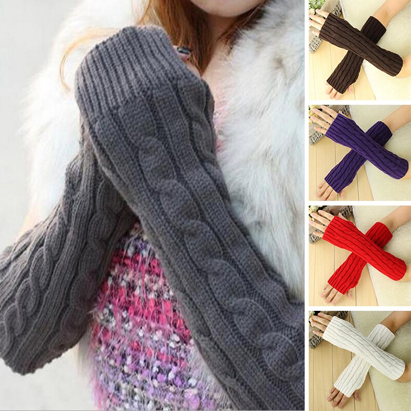 Winter frauen betroffen Arm Handschuhe Lange Halb Gestrickte Reiten Handschuh warm Finger Handschuhe Arm Handgelenk Hülse Hand Wärmer
