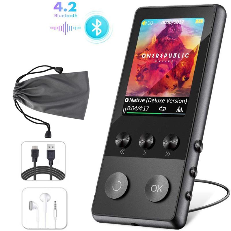 MP3 Spieler Bluetooth Metall Tragbare Sport HiFi Musik-Spieler mit FM Radio, Stimme Recorder, unterstützung SD/TF Karte bis zu 128GB