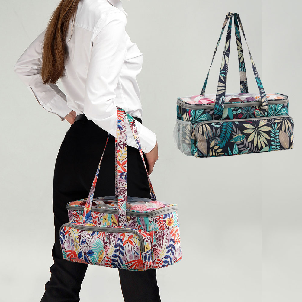 Baum Blatt Druck Häkeln Tasche Hause DIY Hand betroffen Nadeln Garn Lagerung Tasche NäHenne Zubehör Organizer betroffen Tasche