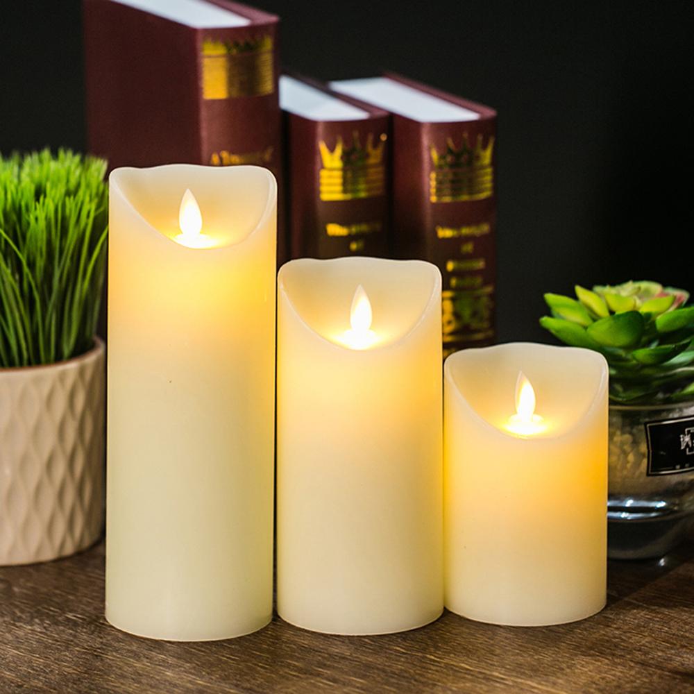 Flammenlose LED Kerze Licht Echt Paraffin Wachs Säulen Kerze Licht mit Realistische Schaukel Flammen für Heimat Weihnachten Hochzeit Dekor