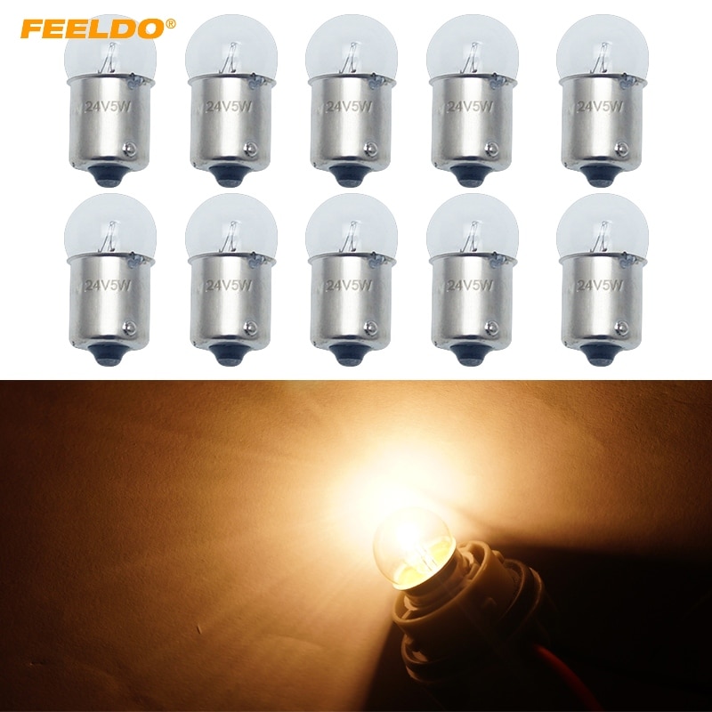 FEELDO 10Stck G18 24V 5W BA15S 1156 Klar Glas Lampe Drehen Schwanz Birne Auto Lkw Anzeige Halogen lampe