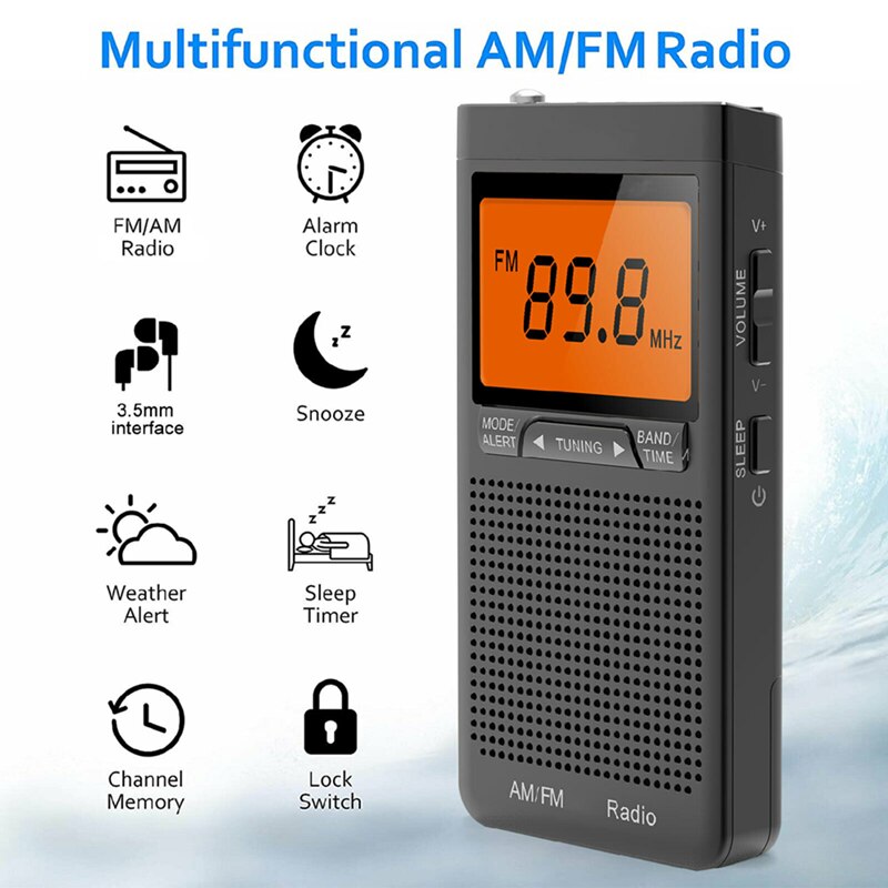 bin Fm nasser Radio Tragbare Notfall Tasche Radio Mini Handheld Radio Empfänger Mit nasser Warnung NOAA bin FM nasser Radio