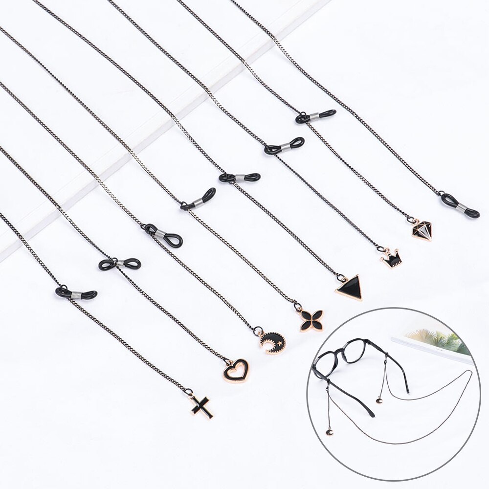 Neue Schwarz Metall Gläser Kette Halfter Sonnenbrille Schlüsselband Halskette Nicht-Unterhose Brillen Band Brillen Zubehör