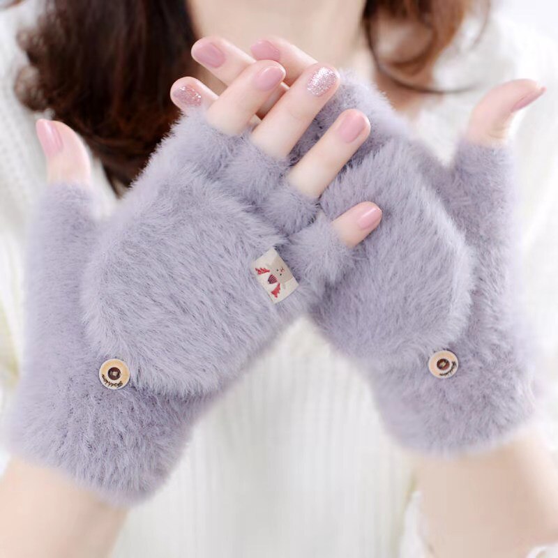 Winter frauen Handschuhe Warme Touchscreen Nette Reizende Finger Handschuhe Ich bin Freien Warme Gestrickte Plus Samt kippen Halb-Finger handschuhe