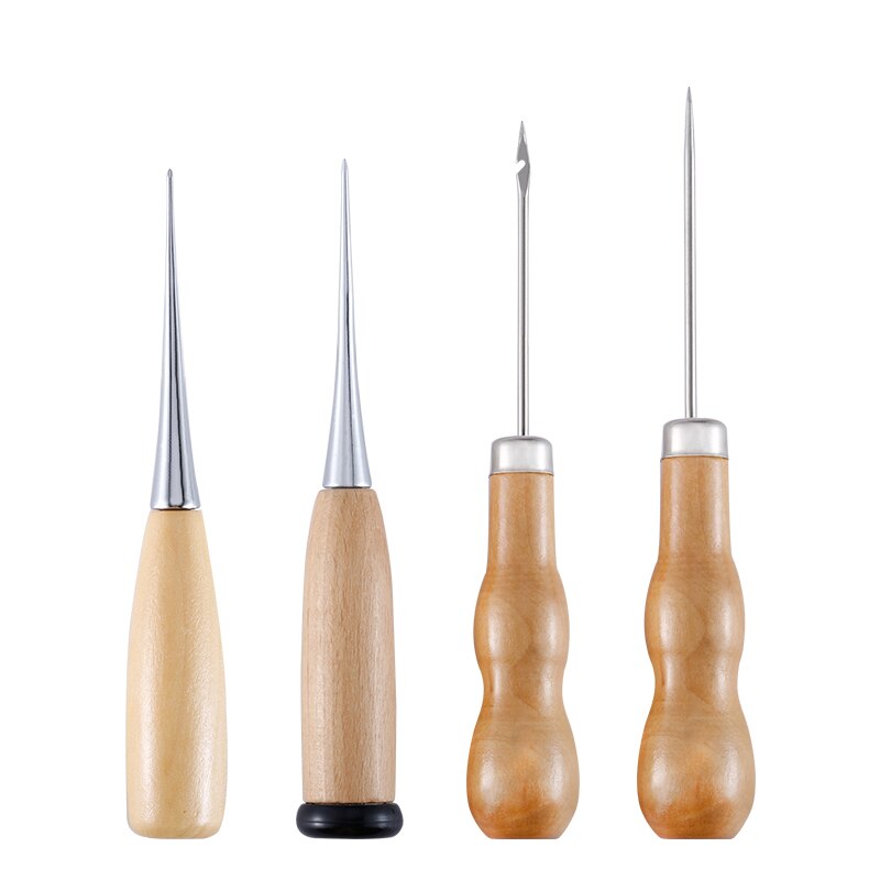 KAOBUY 4 Teile/satz 4 Stile Kürbis Leinwand Leder NäHenne Schuhe Holz Griff Werkzeug Ahle Hand NäHenne Kegel Nadel Werkzeug Handwerk