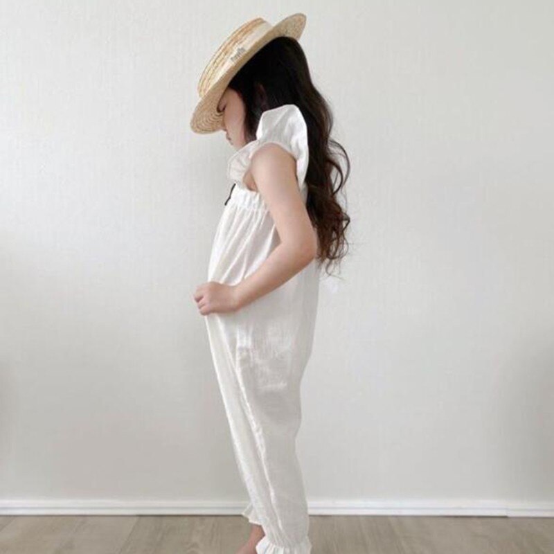 Neue freundlicher Overall Kleinkind Mädchen Fliegen Ärmel Overall Baumwolle Leinen Tasche Jungen Frühling Overall Outfit Für 1-5 jahre