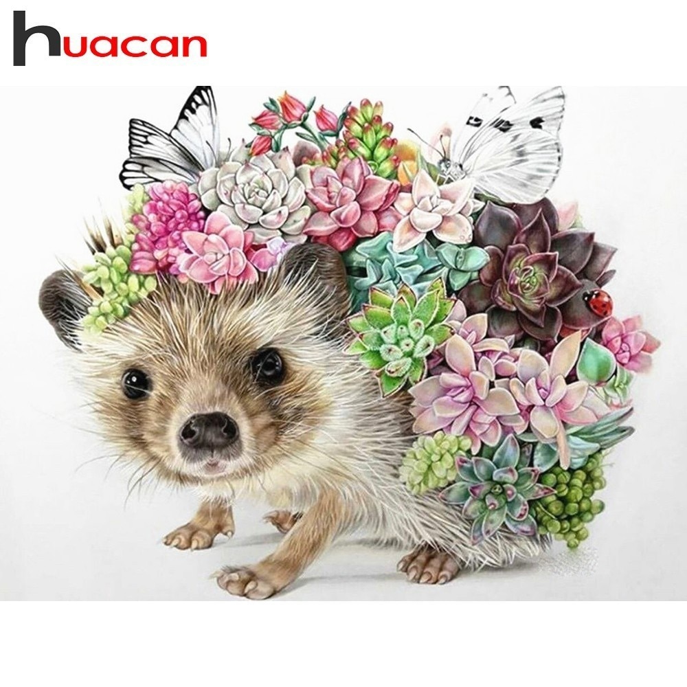 Huacan Diamant Malerei Ebene Voll Platz Diamant Mosaik Igel Bild Von Strass Blume Diamant Stickerei