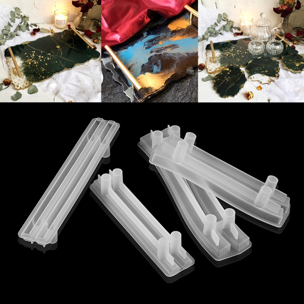 1 paar Obst-fach Griff Silikon Formen Kristall Klar Epoxid Harz bilden Tablett Griff Ornament Für DIY Harz Bahn Tablett handwerk