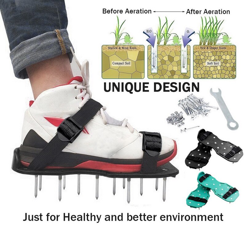 1 Paar Gras Stöcke Gartenarbeit gehen Revitalisierende Rasen Belüfter Sandalen Schuhe Nagel Schuhe Werkzeug Nagel Grubber Hof