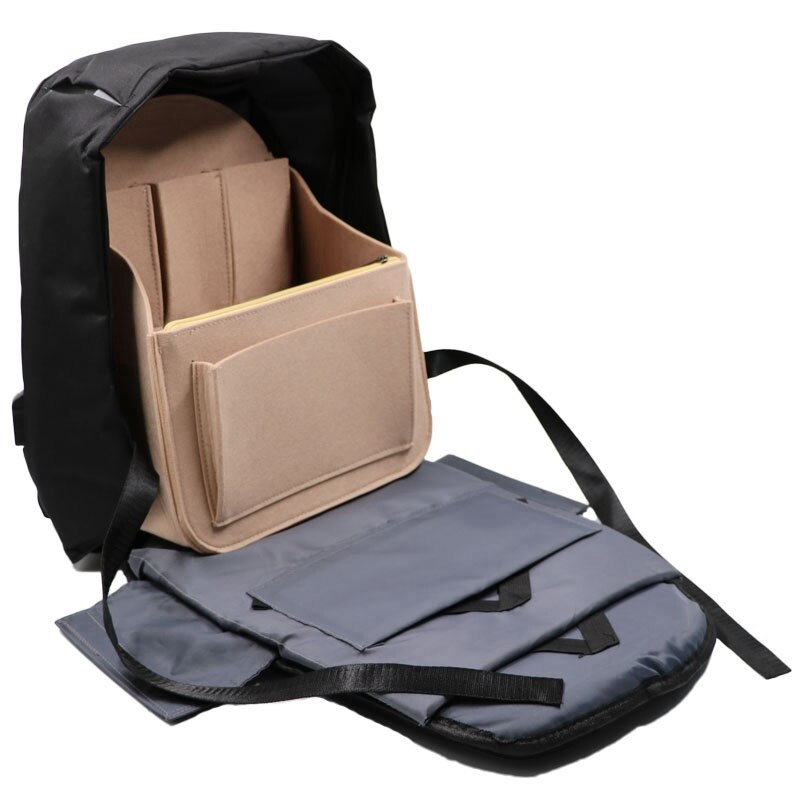 Fühlte Rucksack EinfüGen Organizer Lagerung Tasche Universal- Tasche in Tasche Männer Frauen Schulter Tragetaschen Handtasche Organisatoren (Schwarz)