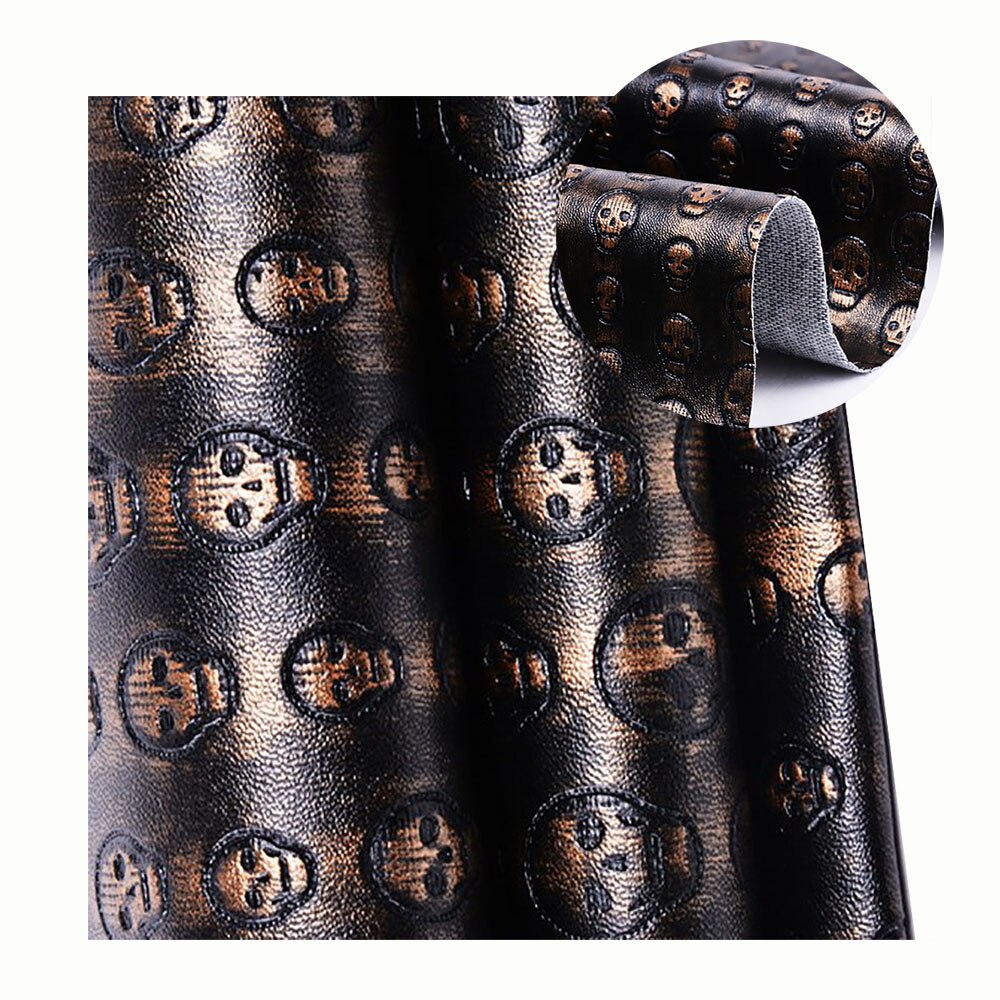 1 Meter Schädel PU Leder Stoff Jahrgang Punk Synthetische Leder für Handwerk, sterben DIY Handgemachten NäHenne Faux Leder