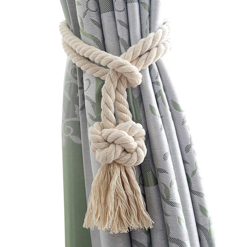 2 stücke retro Quaste betroffen Vorhang Seil Vorhang Tieback betroffen Vorhang Seil Beige