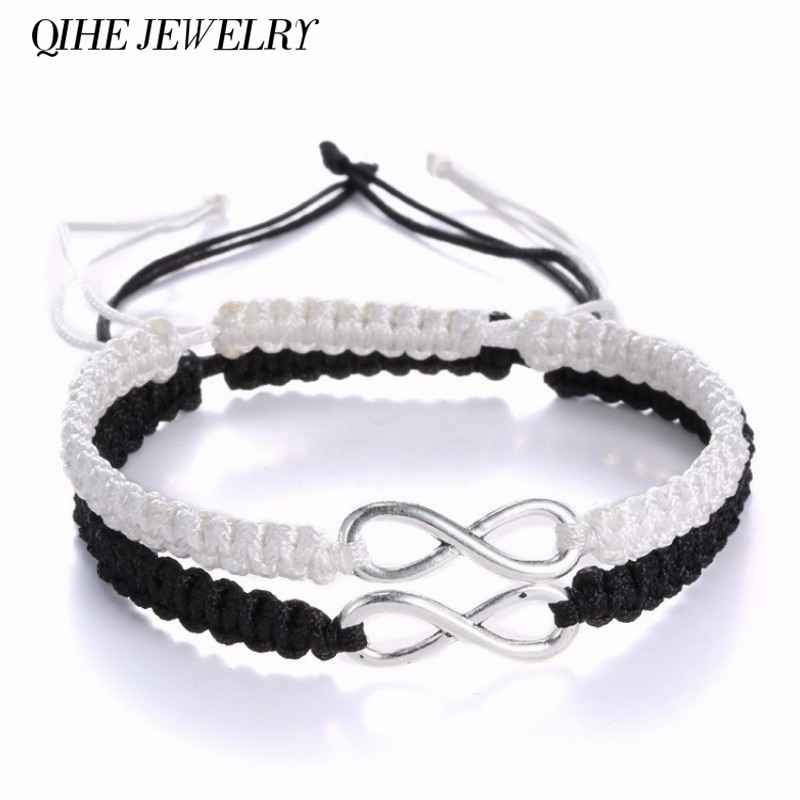 QIHE SCHMUCK 2 stücke Unendlichkeit Geflochtene Bausatz Band Armbinde Freundschaft Armbinde einstellen freundliche Liebe Paare Armbinde Schmuck