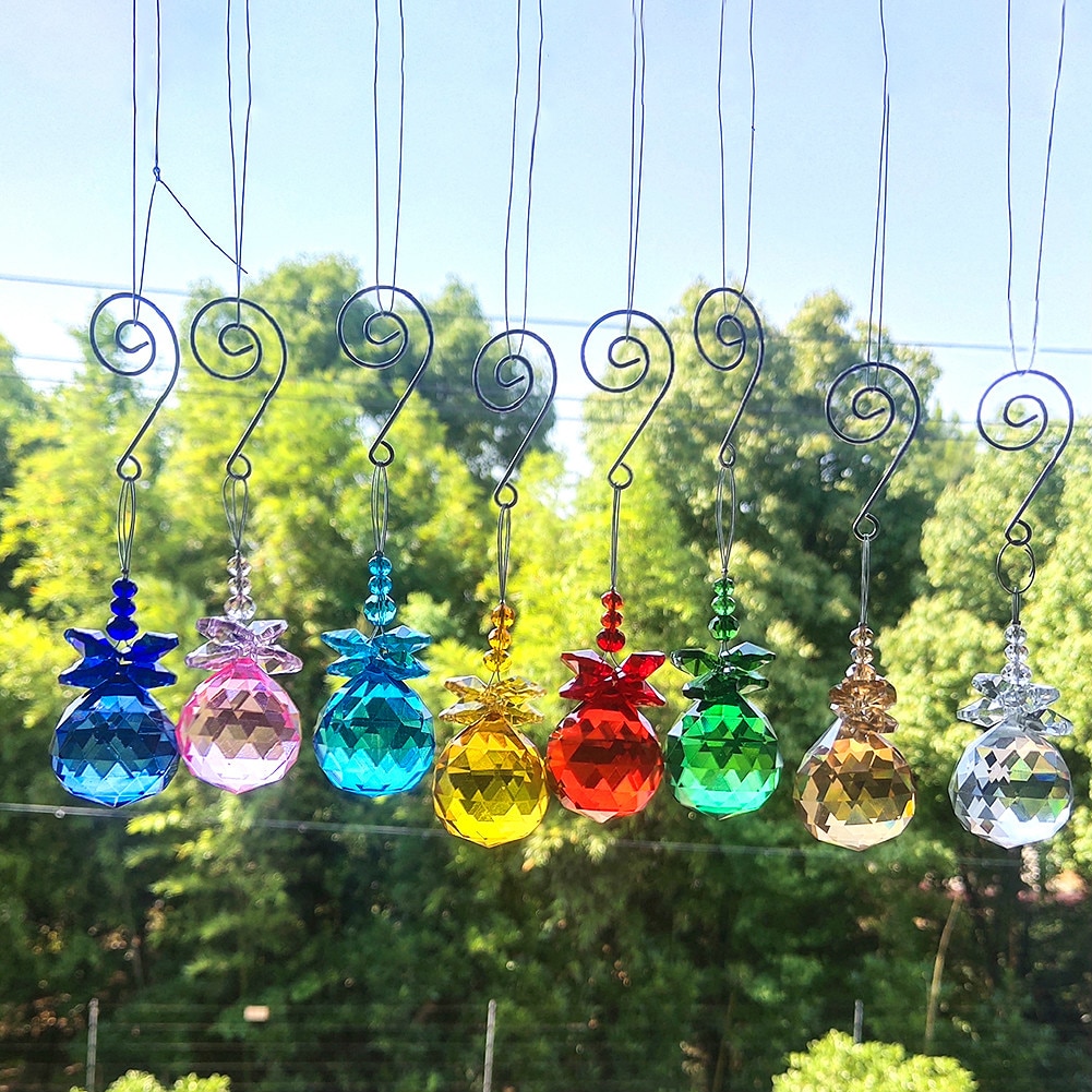 8 farben Kristall Anhänger DIY Kronleuchter Kristalle Korn Suncatcher Prismen Hängen Ornament Kronleuchter Zubehör Auto Dekoration