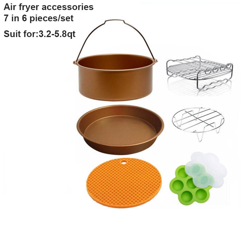 Luft Friteuse Zubehör, Luft Friteuse Zubehör und Luft Friteuse Zubehör passen Airfryer für 3,2-5.8qt, einstellen von 6-7 zoll, Gold Ausführung
