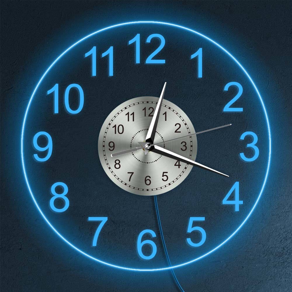 Arabischen Ziffern LED Beleuchtete Zauberstab Uhr Jahrgang Dekorative Acryl Runde Zauberstab Hängen Uhr Wohnkultur Nacht Licht Horologe
