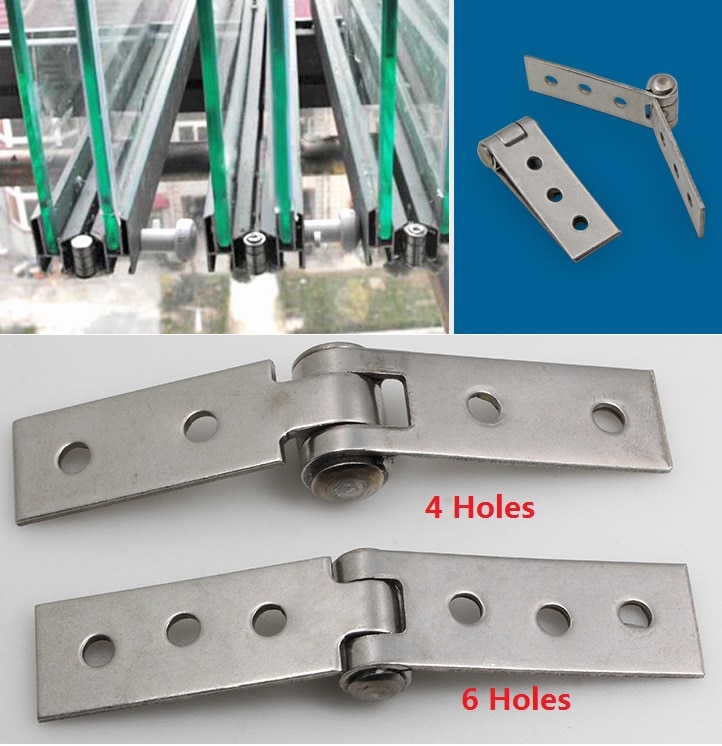 6 teile/los edelstahl Hintern scharnier klapp rahmenlose balkon fenster scharnier glas fenster verbindung