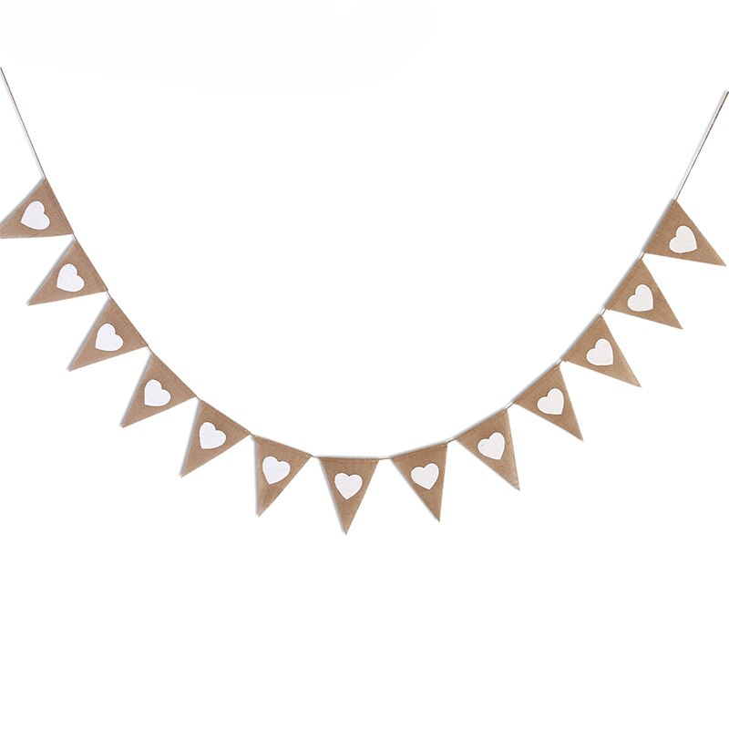 13 stücke Jute Stoff Ammer Banner Weiß Hart Flaggen Jahrgang Hochzeit Party Sackleinen Banner Rustikalen Geburtstag Hochzeit Dekoration