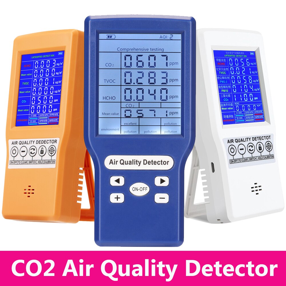 CO2 Detektor Haushalt Luft Monitor CO2 Meter mit Kohlendioxid TVOC Wert Strom Menge Temperatur Feuchtigkeit